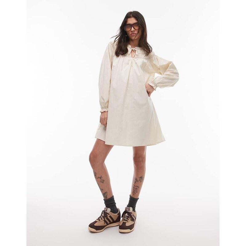 Resume boho chuck on smock dress in creme-White 105852020