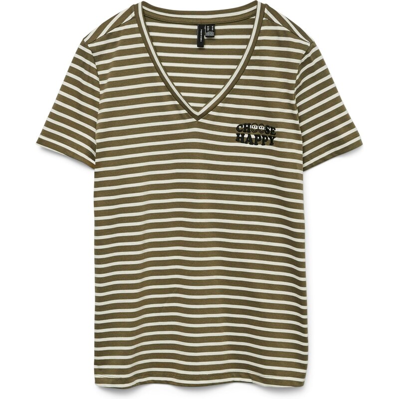 VERO MODA Tričko olivová / černá / bílá
