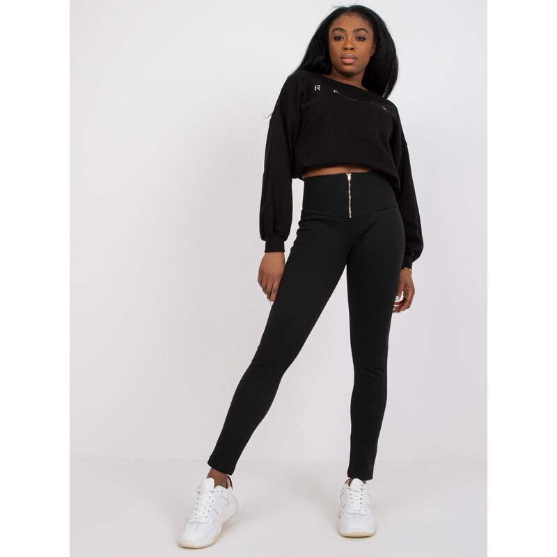 RUE PARIS Černé legíny se zipem CA-LG-6247.19P-black