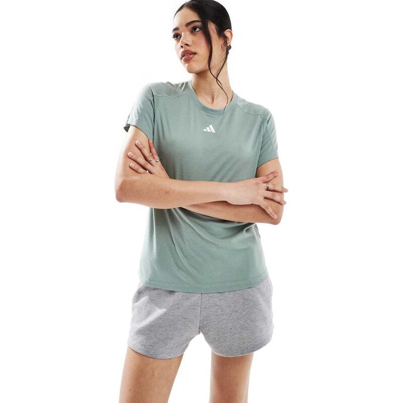 adidas performance adidas Training Essentials t-shirt in silver green 105682377