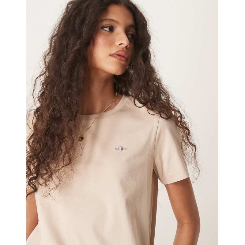 GANT regular fit shield logo t-shirt in sand-Neutral 105682448