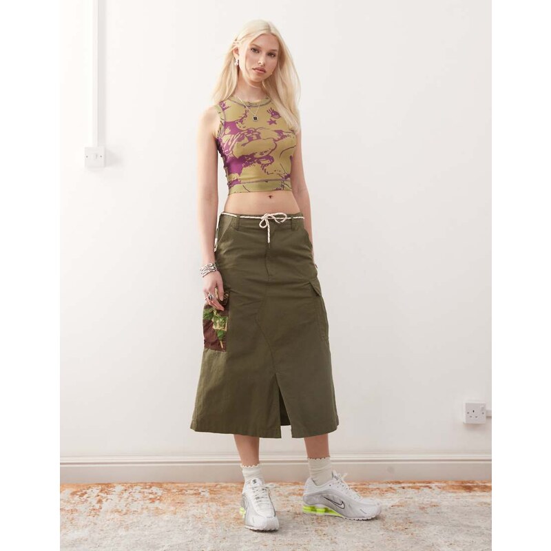 Deus Ex Machina arts & crafts cargo skirt in green 105682811