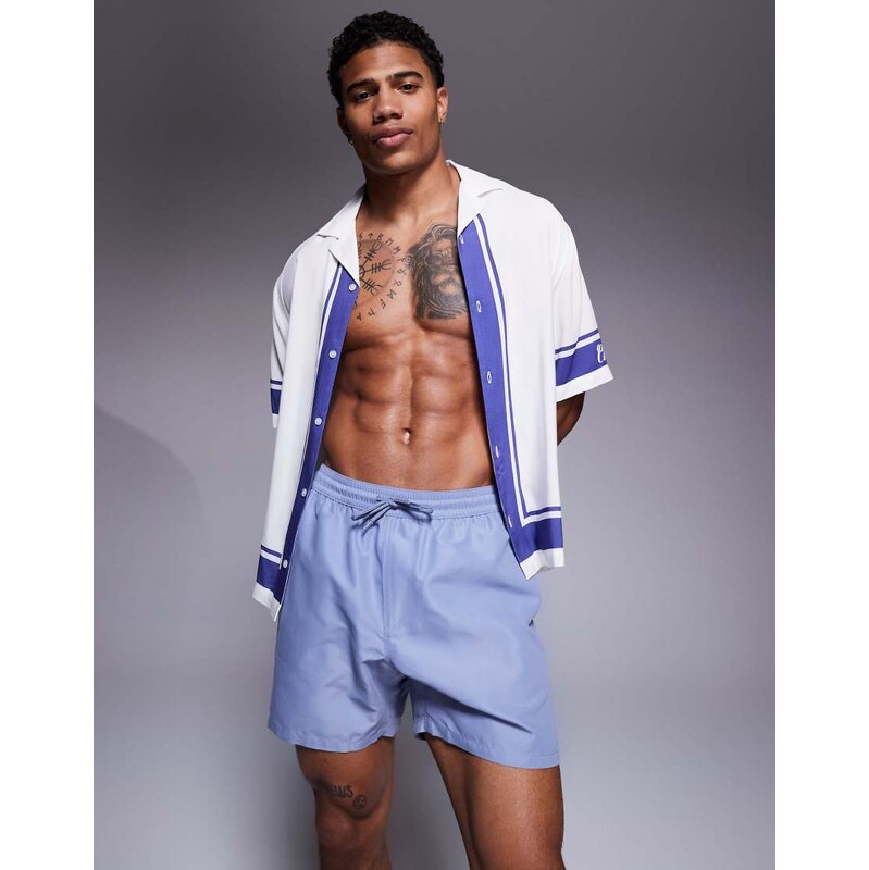 ASOS DESIGN swim shorts in mid length in grey