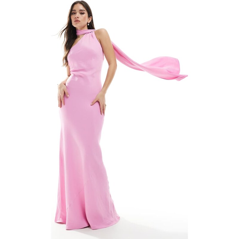 Maids to Measure Bridesmaid one shoulder scarf maxi dress in orchid 105682546