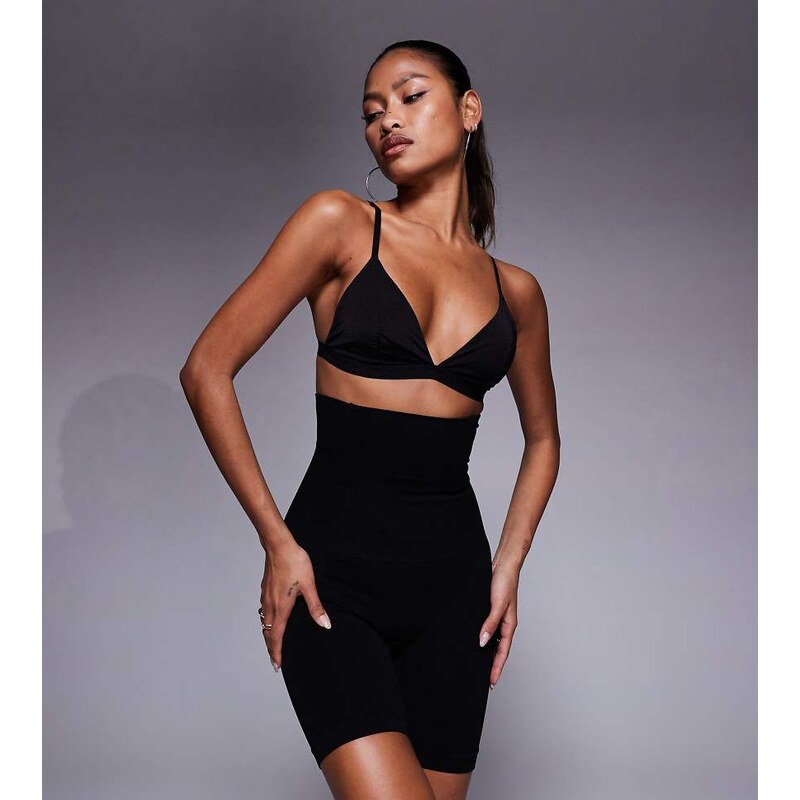 Fashionkilla high waisted shaping shorts in black