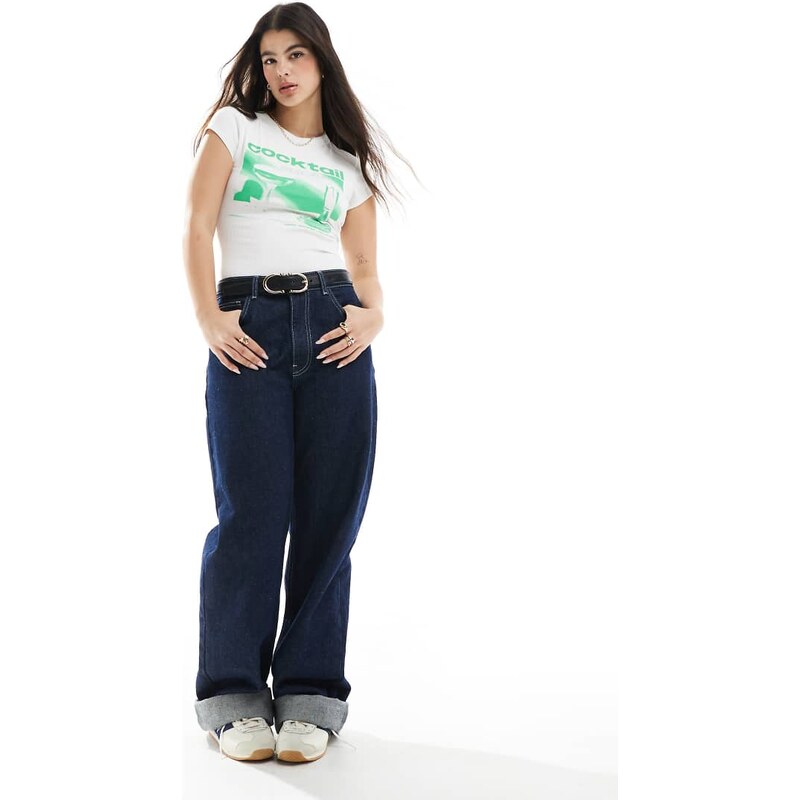 ASOS DESIGN baby tee with cocktail graphic in white