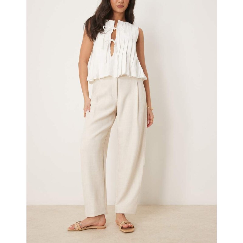 ASOS DESIGN tailored textured barrel trousers with tab detail in 105686706
