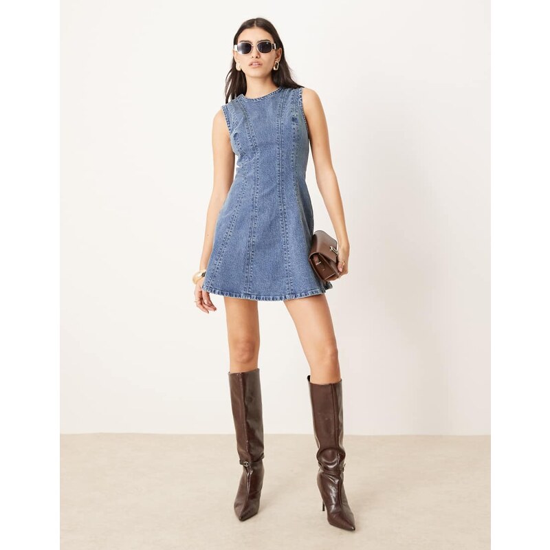Abercrombie & Fitch high neck fit & flare panelled mini dress in 105686717