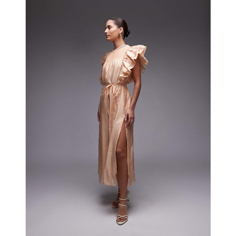& Other Stories midaxi dress with pintuck bodice and double ruffle 105686734