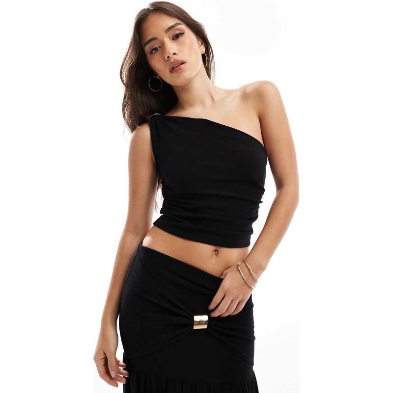 4th & Reckless double layered slinky hardware detail one shoulder top 105691060