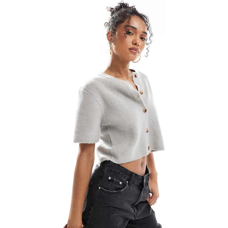 Brave Soul short sleeve cardigan in grey