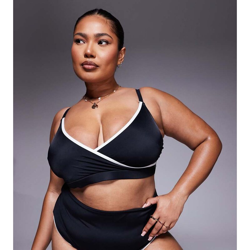 ASOS Curve ASOS DESIGN Curve contrast binding high leg high waist 105691100