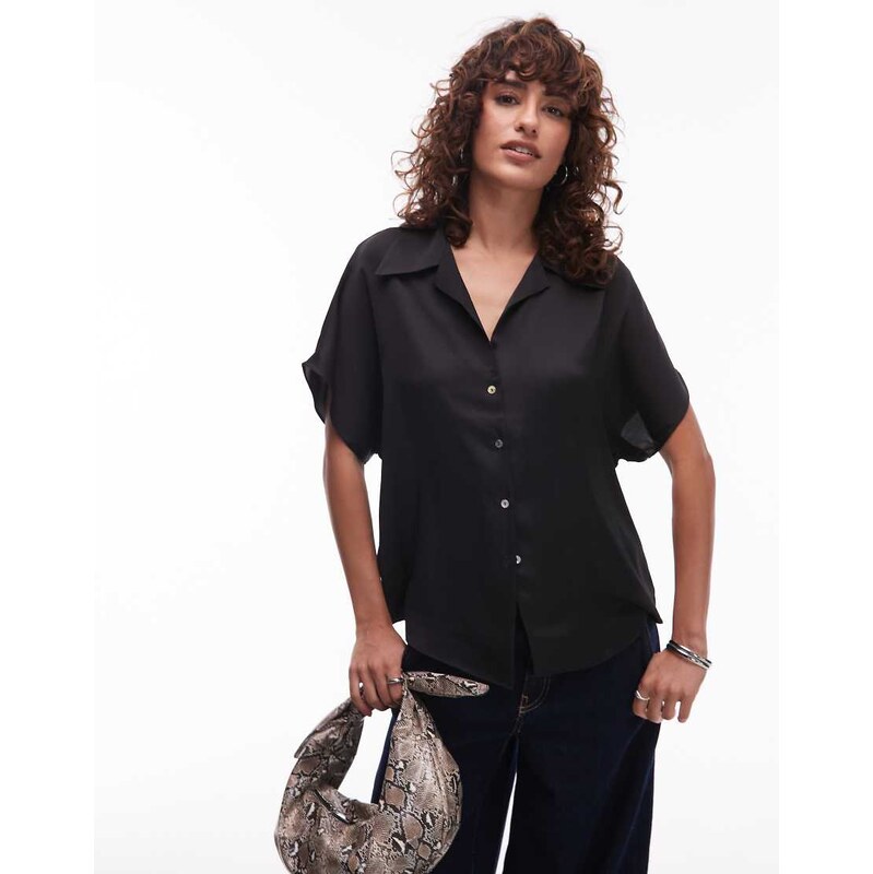 Mango sleeveless satin shirt in black 105691187