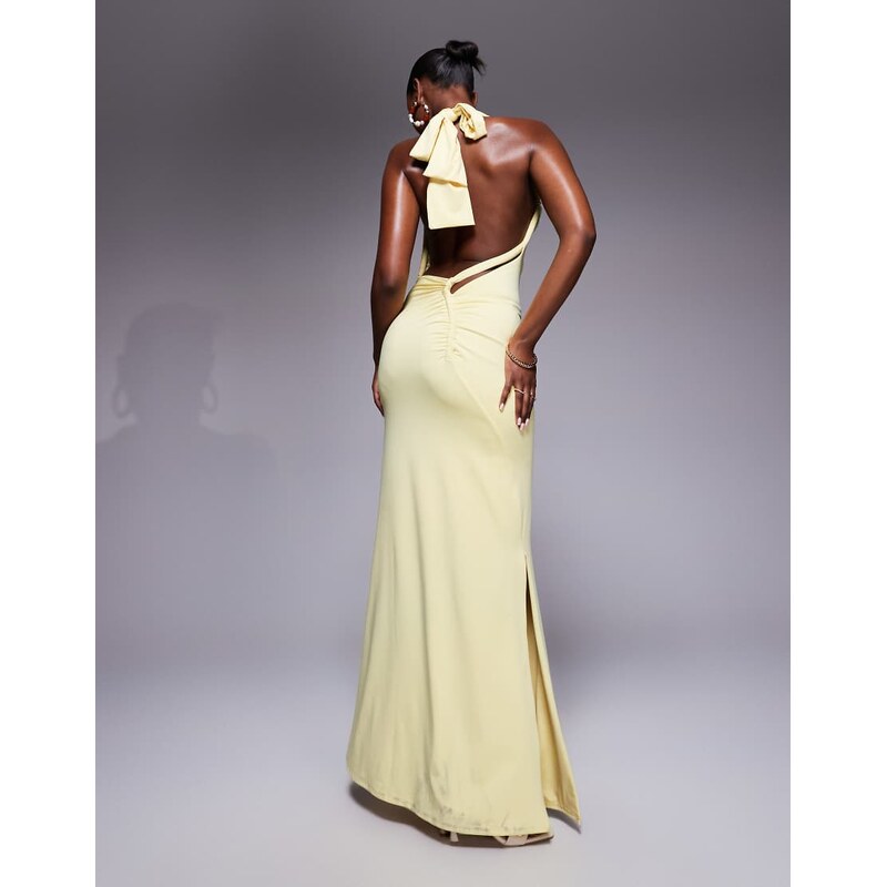 Aria Cove double layered slinky asymmetric halterneck low twist back 105691427