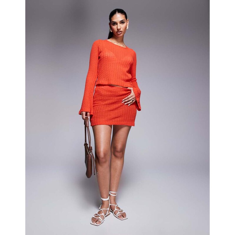 ASOS DESIGN co-ord knit mini skirt in orange 105691454