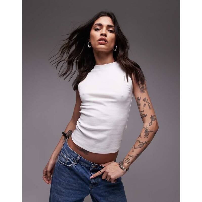 Topshop slim tank in white 105695511