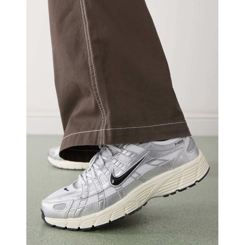 Nike P-6000 unisex trainers in white and silver