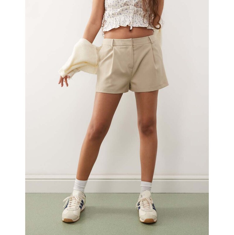 Miss Selfridge micro shorts in light brown-Neutral 105828939