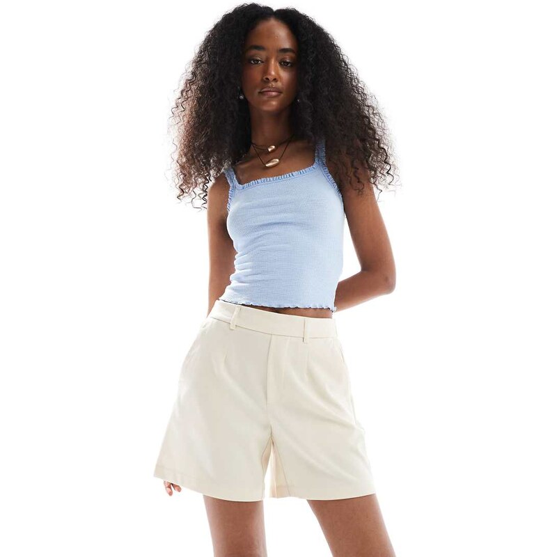 Object tailored elasticated back shorts in cream-White 113261141