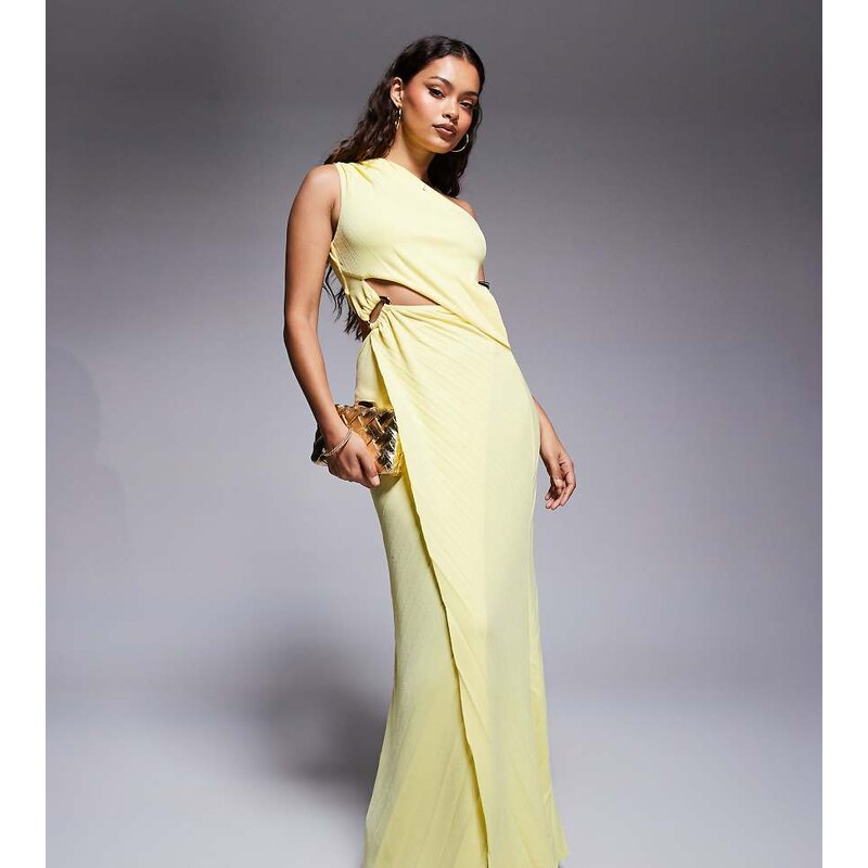 ASOS Petite ASOS DESIGN Petite pleated maxi dress with asymmetric one 105858516