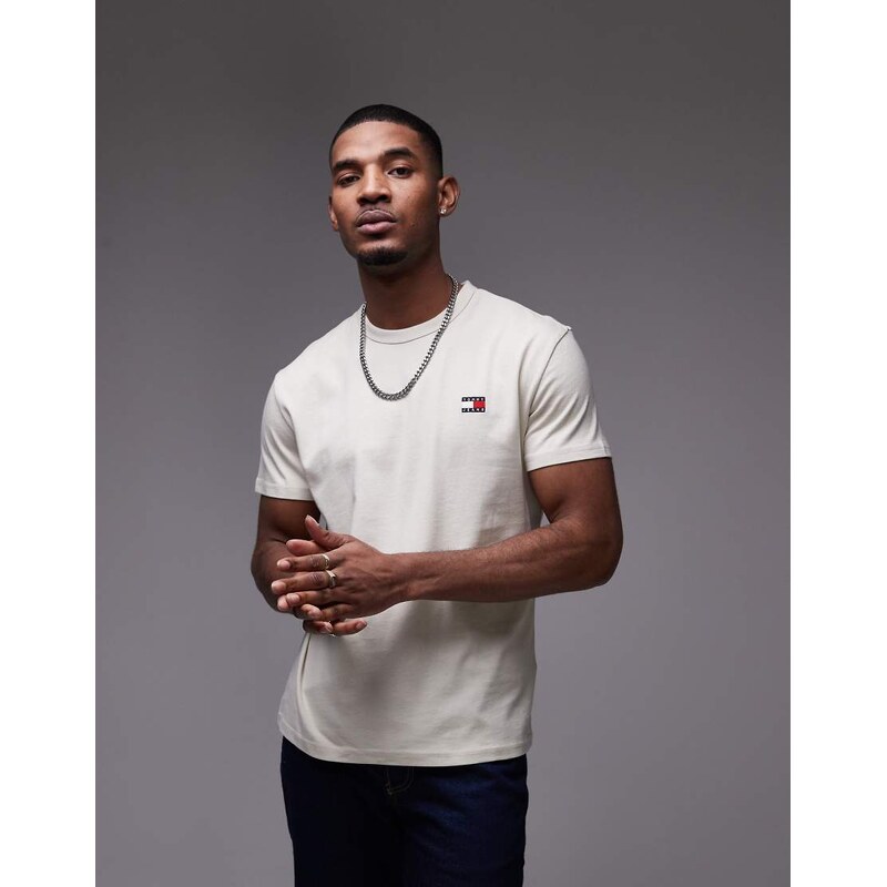 Tommy Jeans regular badge logo t-shirt in off white