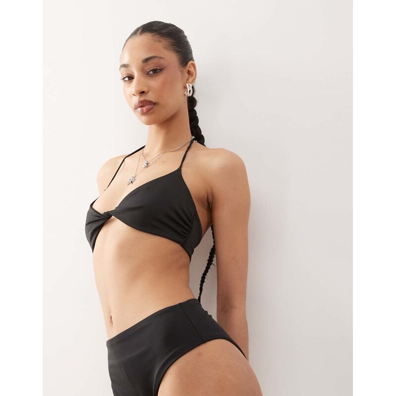 Weekday mix & match twist front bikini top in black 105695604