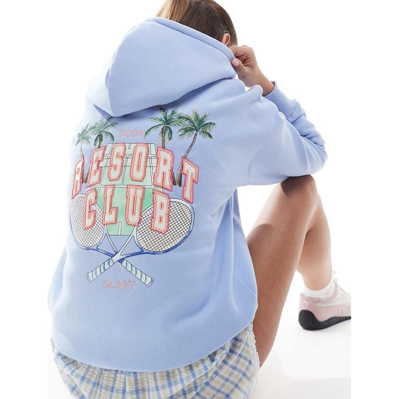 Cotton On premium plush hoodie in windsurfer blue 105695699