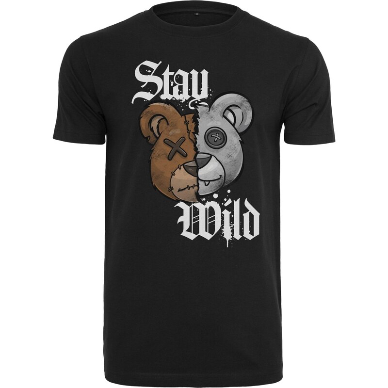 Mister Tee Tričko Stay Wild hnědá / šedá / černá / bílá