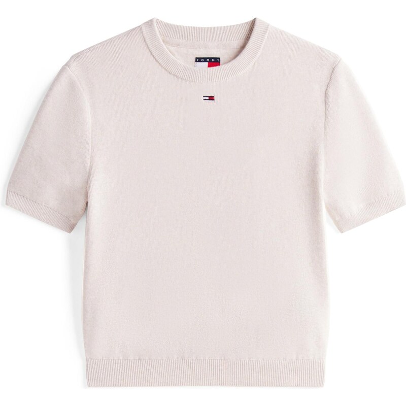 Tommy Jeans Mikina 'ESSENTIAL' světle béžová / námořnická modř / červená / bílá