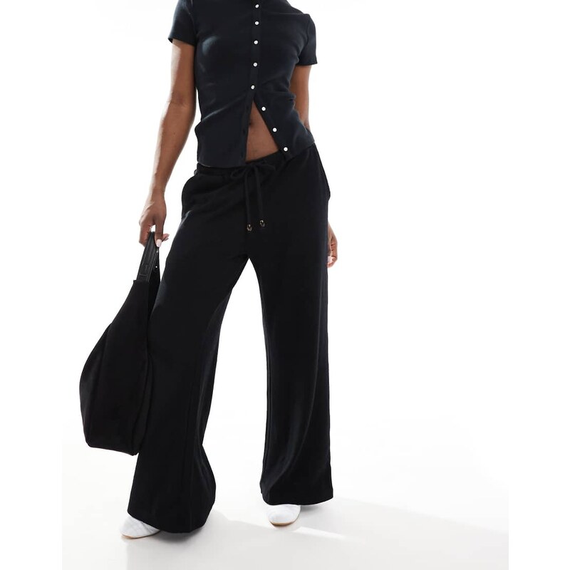 Cotton On lightweight wide leg beach pant in black 115684601