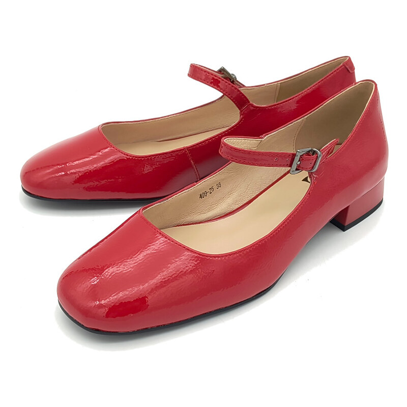 AZA Dámské kožené baleríny 24017-6898 Ladies červená 105695453