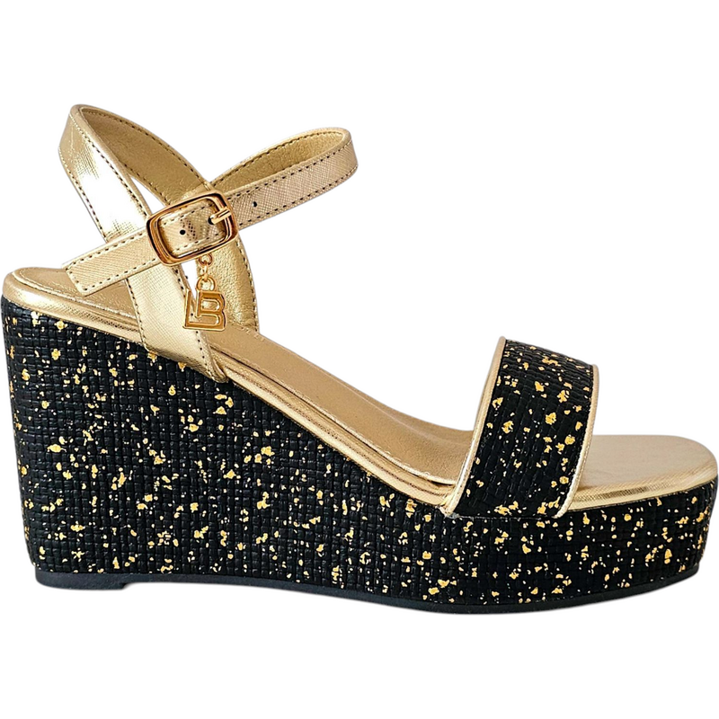Černé sandály na klínku Laura Biagiotti Metal Black 105696646