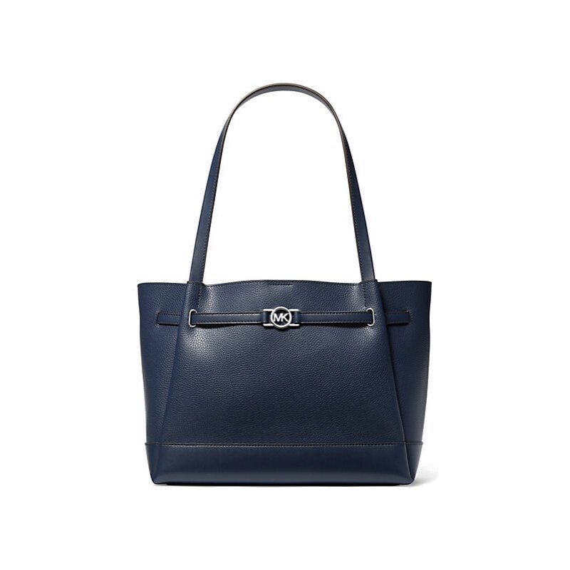 Michael Kors kožená kabelka Reed large tote modrá navy