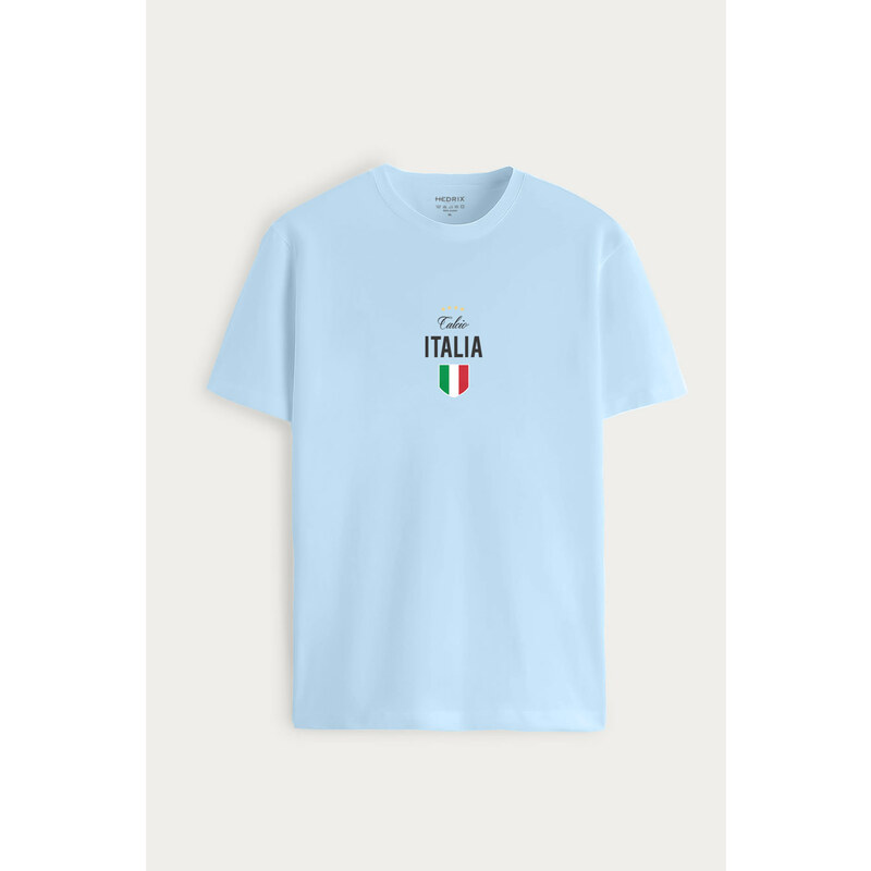 Tričko, Barva Nebesky Modrá , s Potiskem Calcio Italia