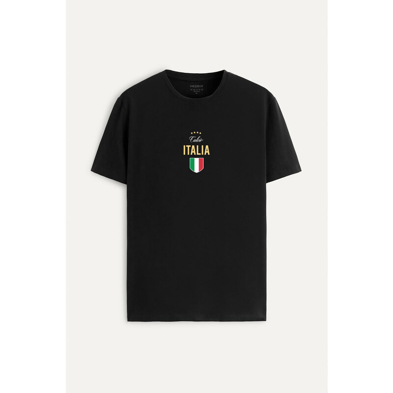 Tričko, Barva Černá, s Potiskem Calcio Italia