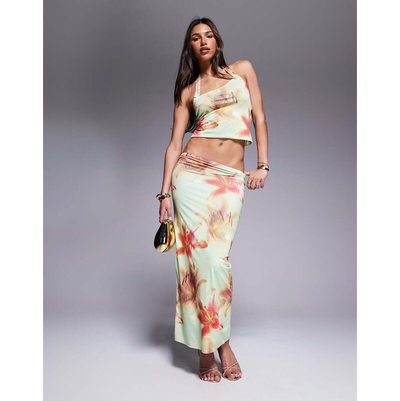 ASOS DESIGN co-ord slinky maxi skirt in floral print-Multi 105830738