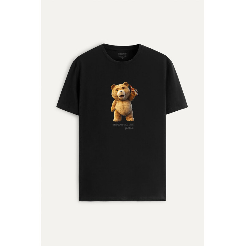 Tričko, Barva Černá, s Potiskem Good Old Teddy