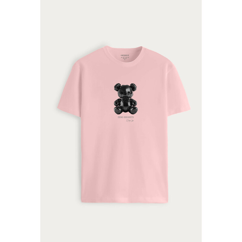 Tričko, Barva Růžová, s Potiskem Dark Shades Teddy