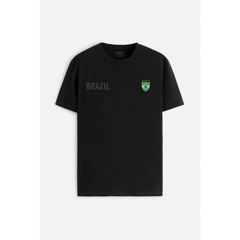 Tričko, Barva Černá, s Potiskem Brazil