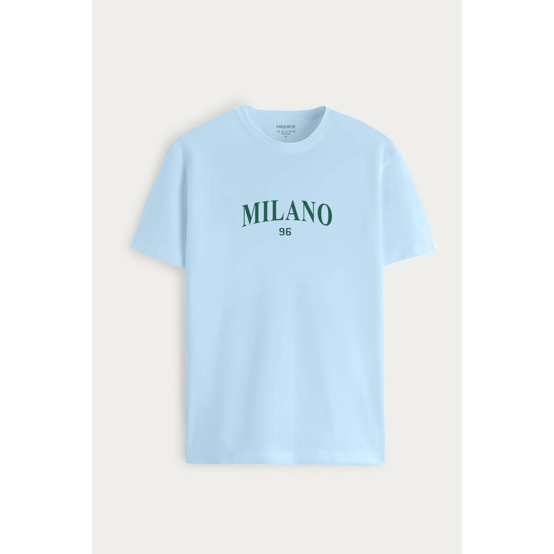 Tričko, Barva Nebesky Modrá , s Potiskem Milano 96