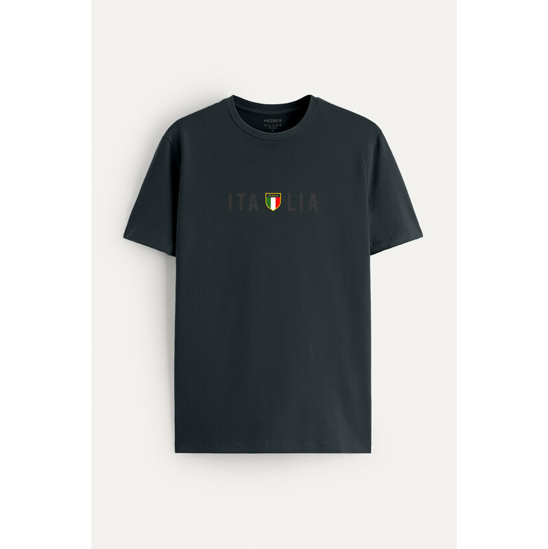 Tričko, Barva Železitě Šedá, s Potiskem Italia Squadra