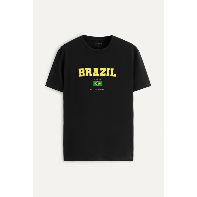 Tričko, Barva Černá, s Potiskem Rio De Janeiro