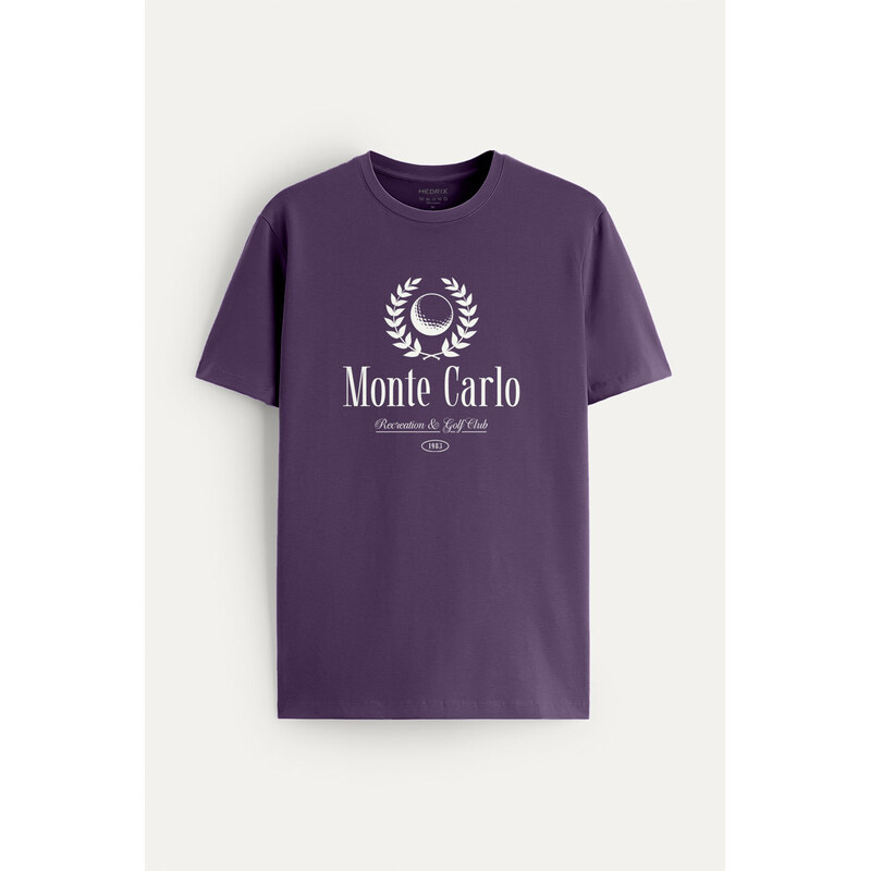 Tričko, Barva Fialová , s Potiskem Monte Carlo Legacy