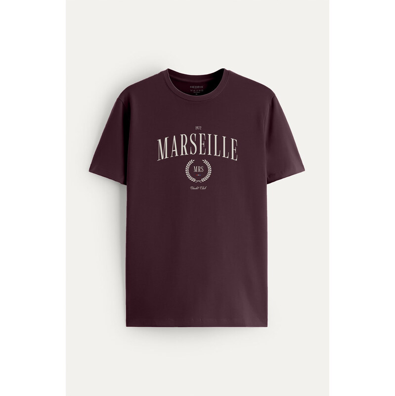 Tričko, Barva Bordó, s Potiskem Marseille