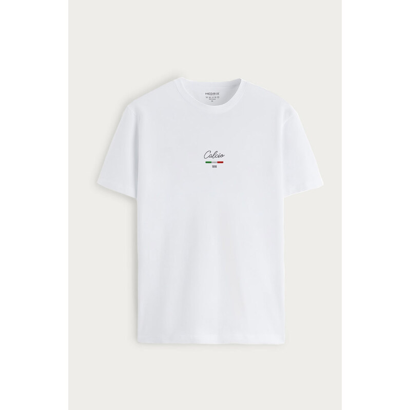 Tričko, Barva Bílá, s Potiskem Dark Calcio Italian Stripe