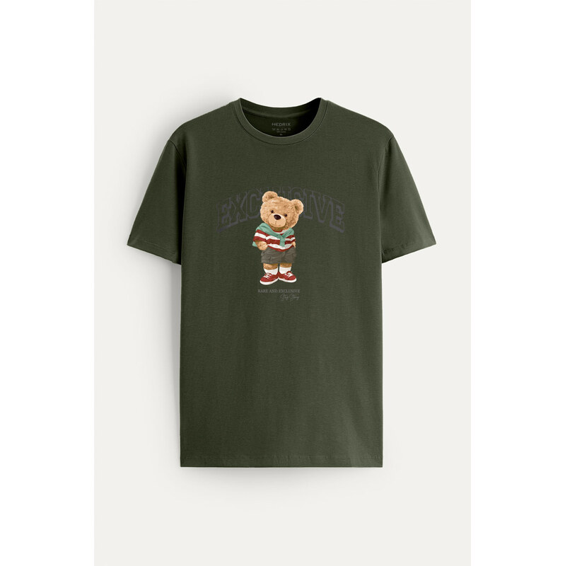 Tričko, Barva Khaki, s Potiskem Exclusive Teddy