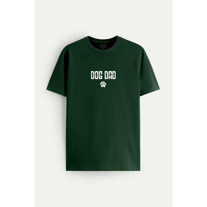 Tričko, Barva Zelená, s Potiskem Dog Dad