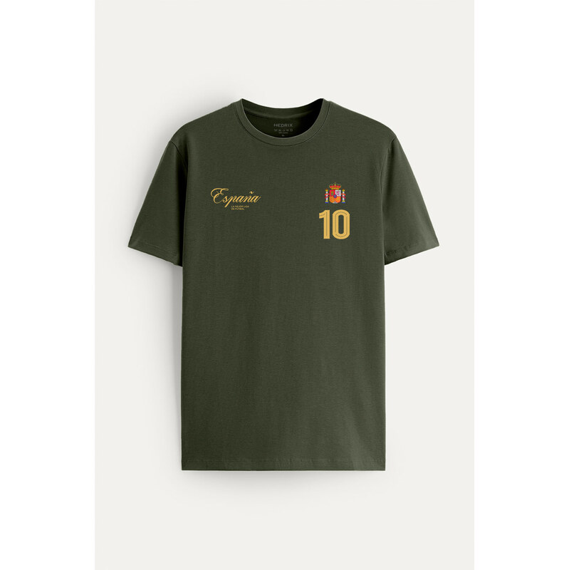 Tričko, Barva Khaki, s Potiskem Maestro 10 Spain