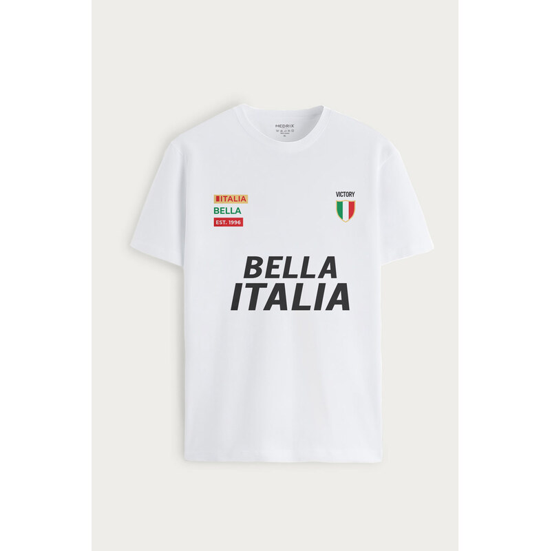 Tričko, Barva Bílá, s Potiskem Bella Italia