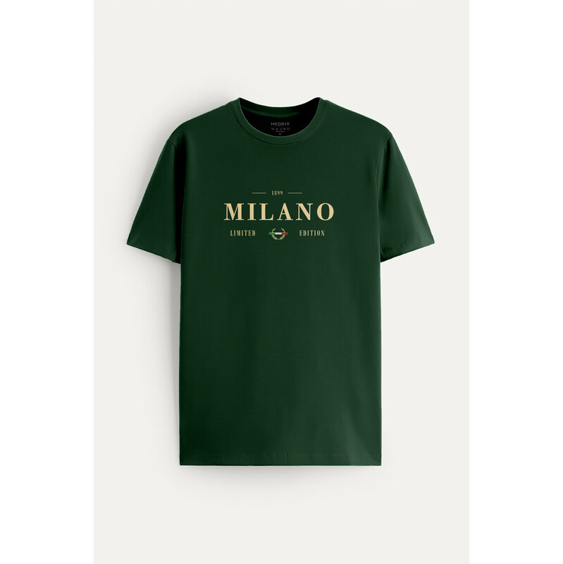 Tričko, Barva Zelená, s Potiskem Milano Limited Edition